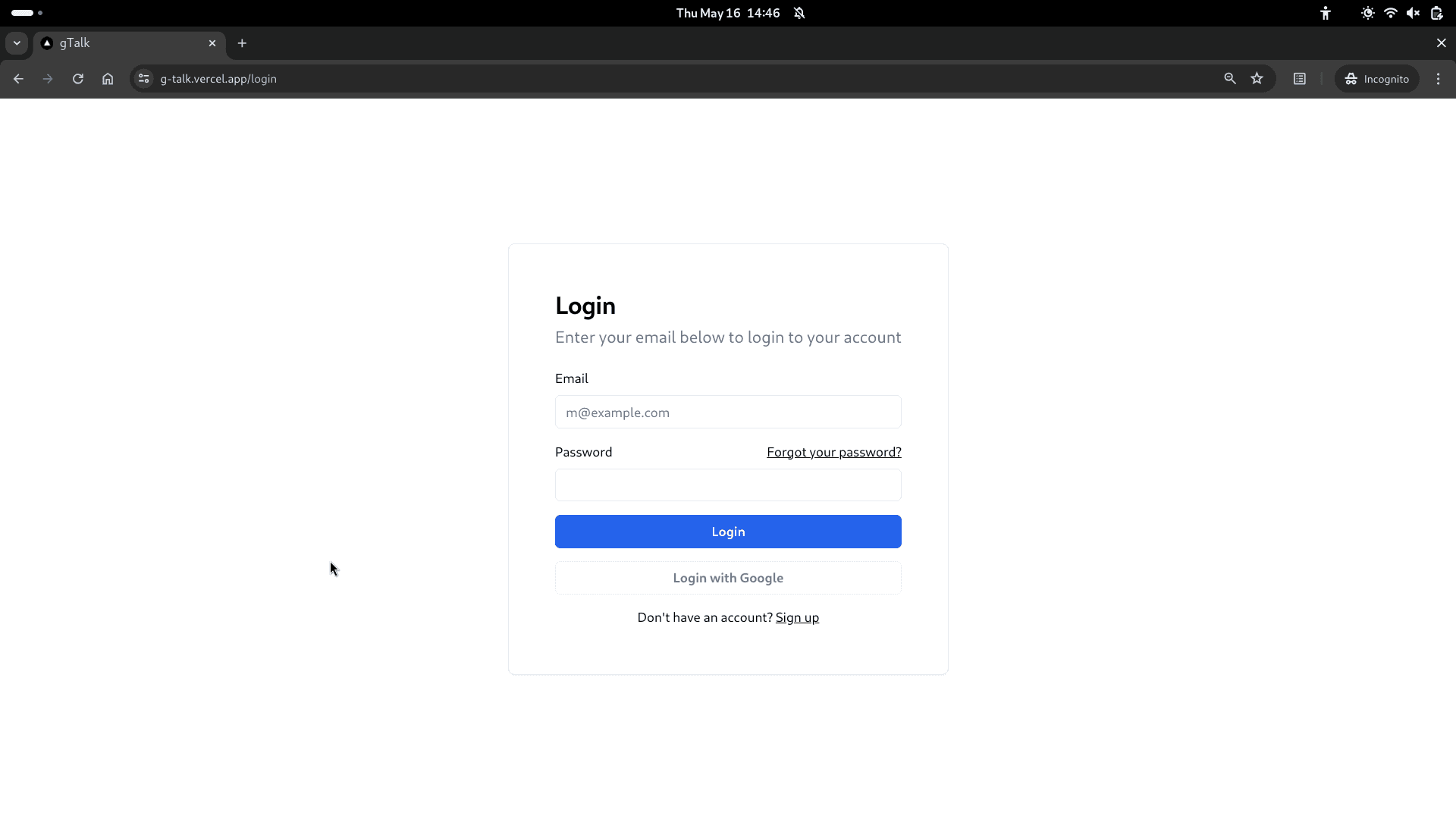 gTalk login page